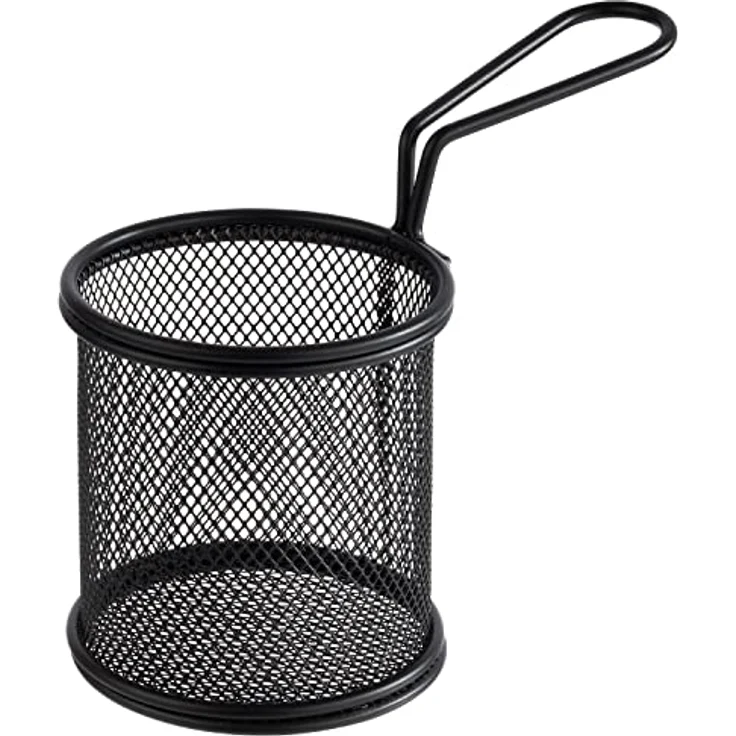 Assheuer + Pott APS 40625 Servier-Frittierkorb SNACKHOLDER, Edelstahl, Ø 9 cm, Höhe 8,5 cm, schwarz – Bild 1