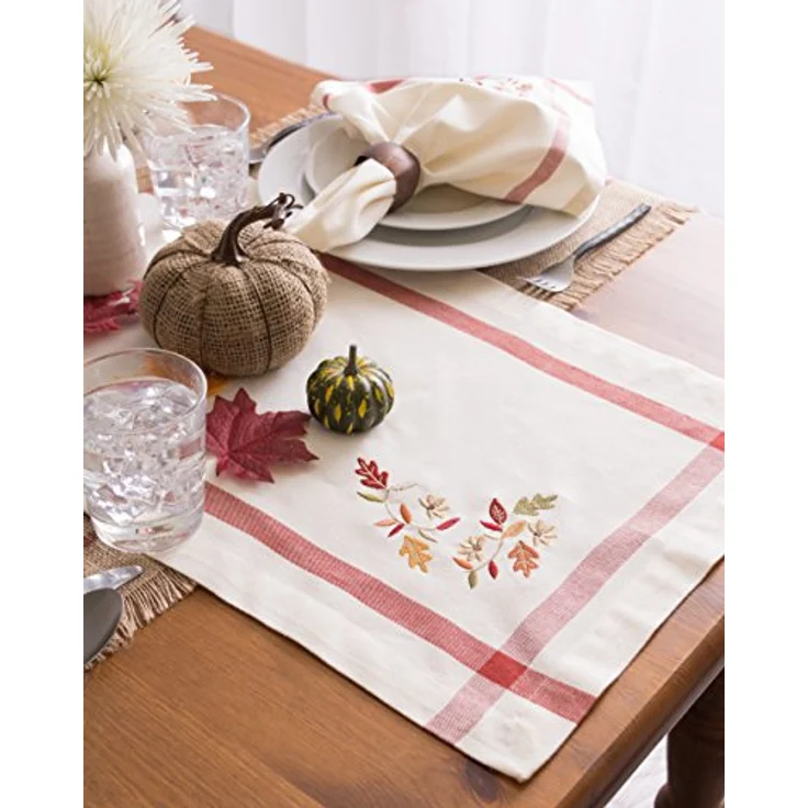 DII 100% Cotton Cloth Napkins Fall Leaves with Border, Set, 6 Piece – Bild 6
