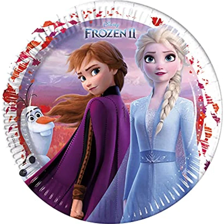 Procos 10210595 - Partyset XXL Disney Frozen 2, 45-teiliges Set, 8 Teller, 8 Becher, 20 Servietten, 1 Tischdecke, 6 Partytüten, 1 Wimpelkette, 1 Banner, Einweggeschirr, Partygeschirr, Tischdekoration – Bild 2