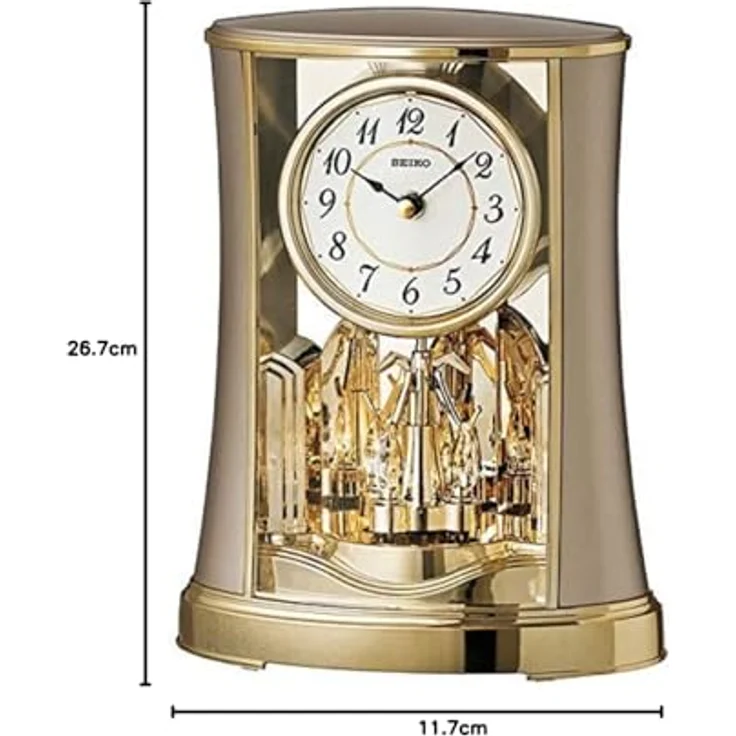 Seiko Tischuhr QXN227G, elegante Quarzuhr mit Drehpendel für Wohnzimmer, Esszimmer, Arbeitszimmer und Büro – Bild 2