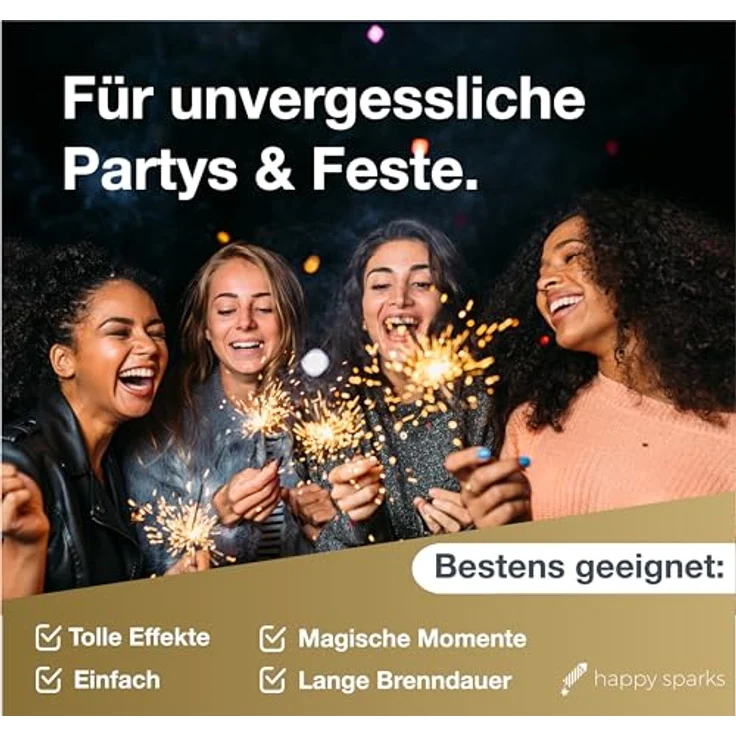 happy sparks® 200x Wunderkerzen 17 cm - Sternspritzer & Geburtstagskerzen für Partys & Hochzeit & Geburtstag - Silvester für Jugendlichen & Kinder – Bild 4