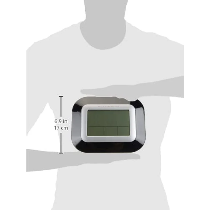 TFA Dostmann Digitale Funkuhr 60.4503, Wanduhr mit Innentemperatur, Wochentag und Datum, schwarz, L 225 x B 31 x H 180 mm, Wecker mit Snooze Funktion und großem Display – Bild 4