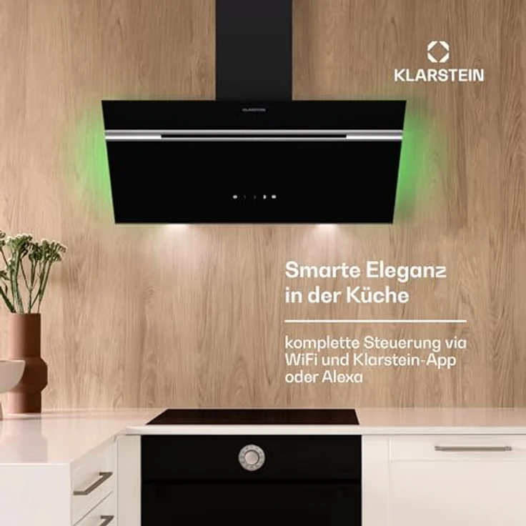 Klarstein Dunstabzugshaube, Abluft-Dunstabzugshaube mit Spülmaschinenfestem Filter aus Aluminium, Leiser Abzugshaube für Abluft, 600m³/h Luftstrom, Wandhauben mit LEDs, Dunstabzug zur Wandmontage – Bild 2