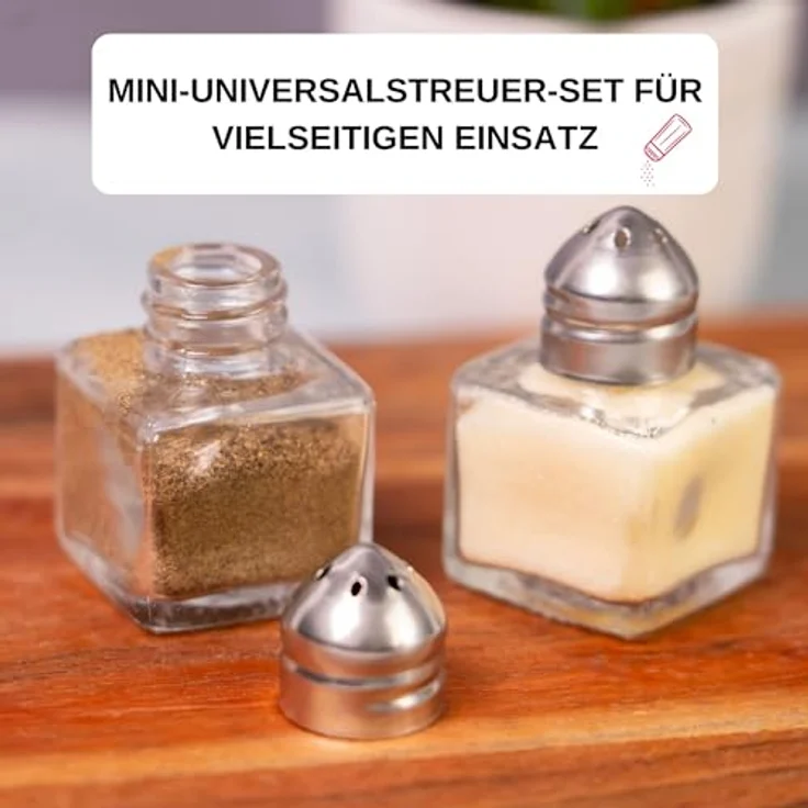 Westmark Mini-Universalstreuer-Set, 2-tlg, Fassungsvermögen: je 15 ml, Glas/Rostfreier Edelstahl, Transparent/Silber, 63072270 – Bild 2