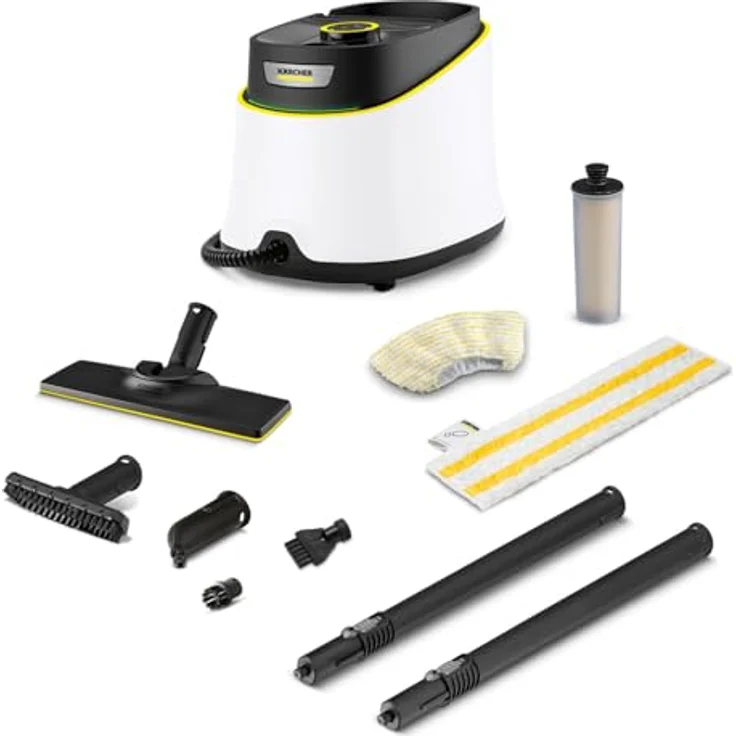 Kärcher Dampfreiniger SC 3 Deluxe, Dampfdruck: 3,5 bar, Aufheizzeit: 30 s, Leistung: 1.900 W, Flächenleistung: 75 m², Tank: 1 l, mit Bodenreinigungsset, Mikrofaser-Bezug, Düsen und Rundbürste – Bild 1