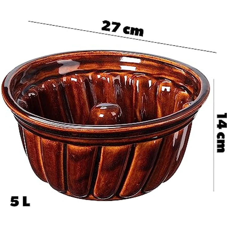 KADAX Gugelhupfform Olympia, Spülmaschinenfeste Keramikbackform für Kuchen, 27 cm, Handgefertigt und Robust – Bild 2