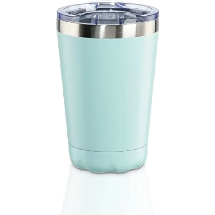 Xavax Thermobecher 270 ml (Isolierbecher mit verschließbarer Trinköffnung, Coffee to go Becher hält 2h heiß/2h kalt, To Go Becher mit Schraubverschluss, Thermobecher to go aus Edelstahl) pastellblau
