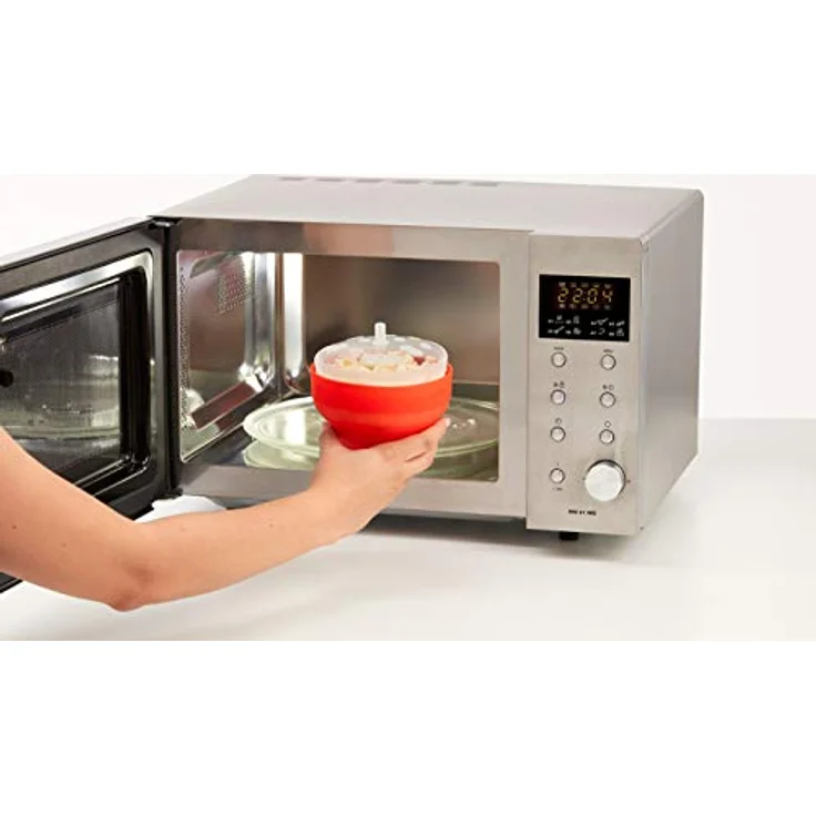 Lékué Popcorn Maker Mini, 2 Zubereiter für je eine Portion a 700ml, orange – Bild 4
