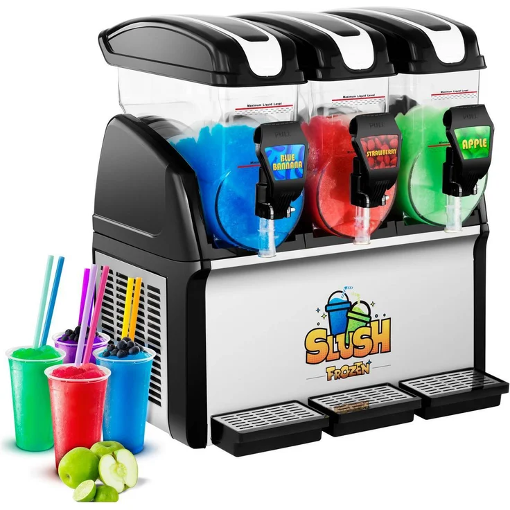 Royal Catering Slush-Maschine - 3 x 15 l - Eismaschine mit 45 l Kapazität, -3 bis -2 °C Kühlung, BPA-freien Polycarbonat Behältern