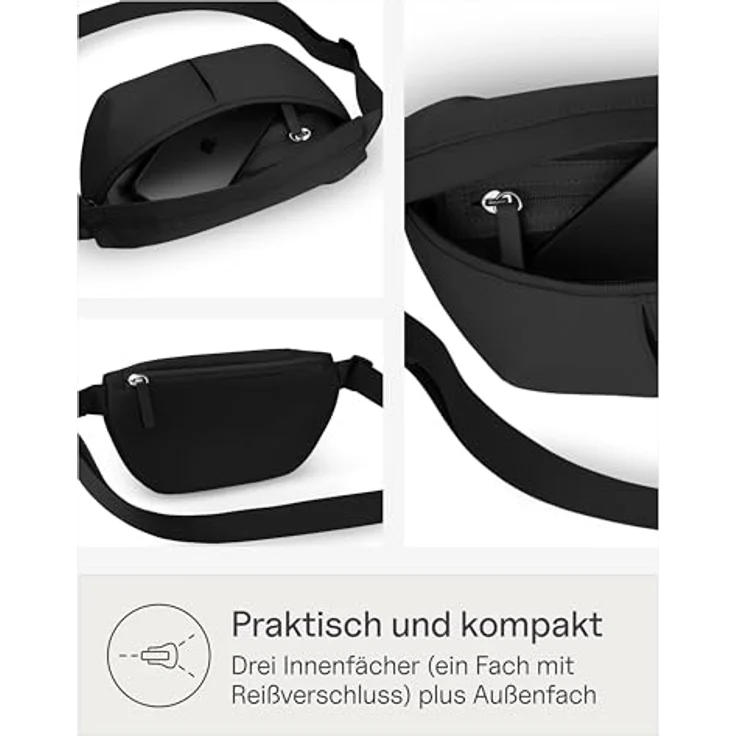 Kapten & Son Sveg Gürteltasche, 25 cm x 7 cm x 13 cm, 100% PET, schwarz – Bild 4