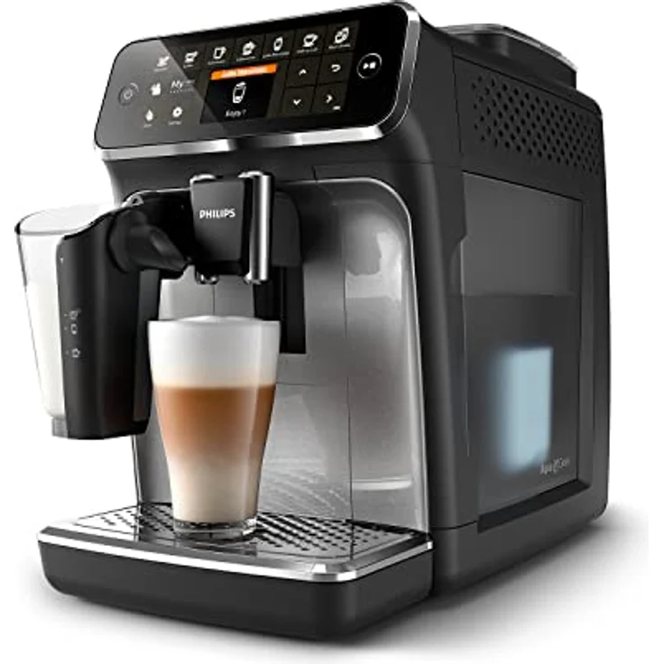 Philips 4300 Serie EP4346-70 Kaffeevollautomat, 8 Kaffeespezialitäten (LatteGo Milchsystem) Matt-Schwarz-Silber-lackierte Arena – Bild 2