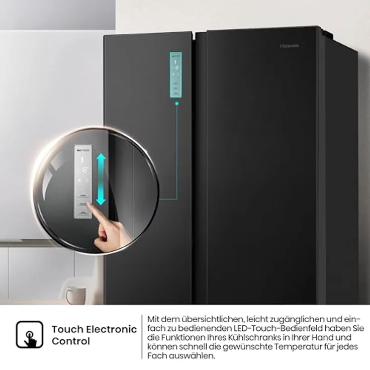 Hisense RS677N4BFD Side-by-Side-Kühlschrank, freistehend, schwarz, Energieklasse D – Bild 9