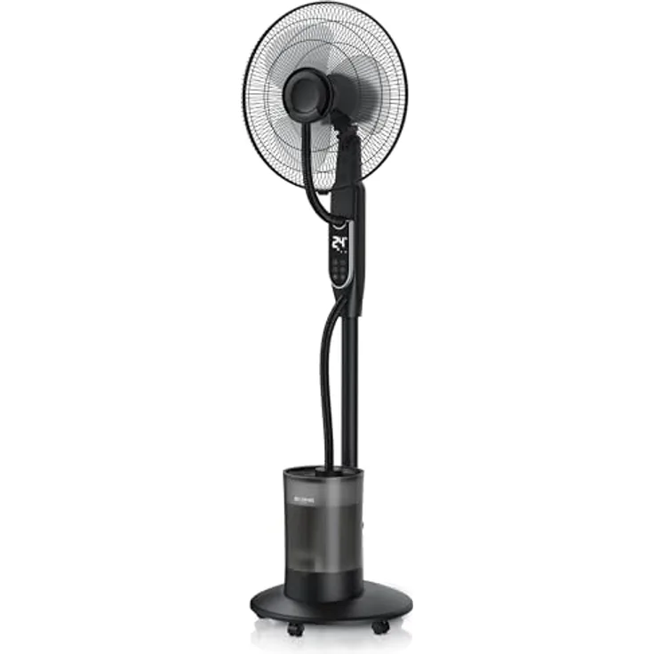 Brandson 308329 Ventilator mit Ultraschall-Luftbefeuchter, 5L Wassertank, Fernbedienung, Timer, 80° Oszillation, Verdunstungskühlung