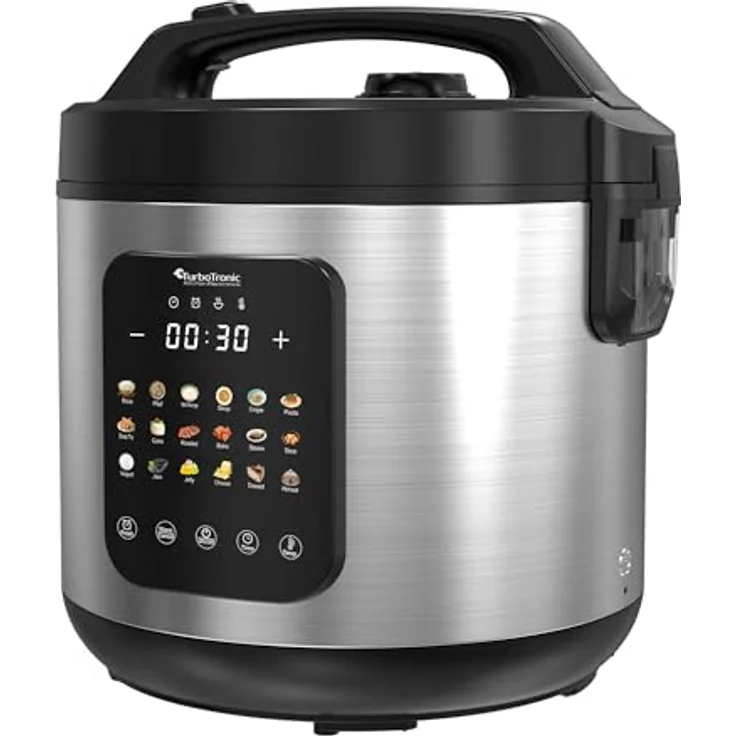 TurboTronic MultiKocher DMC18 neues 2024 Modell 5L mit Schongarer 860W Elektrisch, Dampfgarer, Reiskocher, Slow Cooker & 18 Programme, Milchreis, Multivarka (Silber) – Bild 2