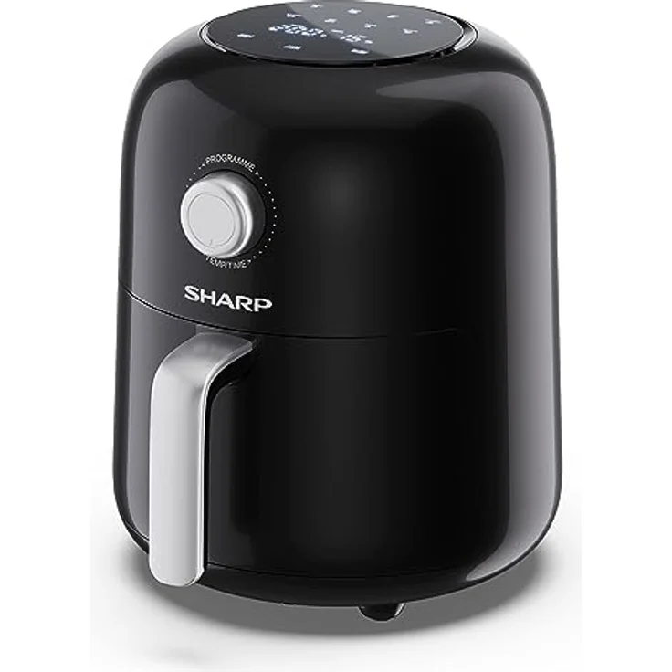 SHARP AF-GS404AE-B Heißluftfritteuse 4L mit halbdigitaler Steuerung – Touchdisplay Funktion, 8 Programme, 1300W, Schwarz, Backen ohne Öl – Bild 2