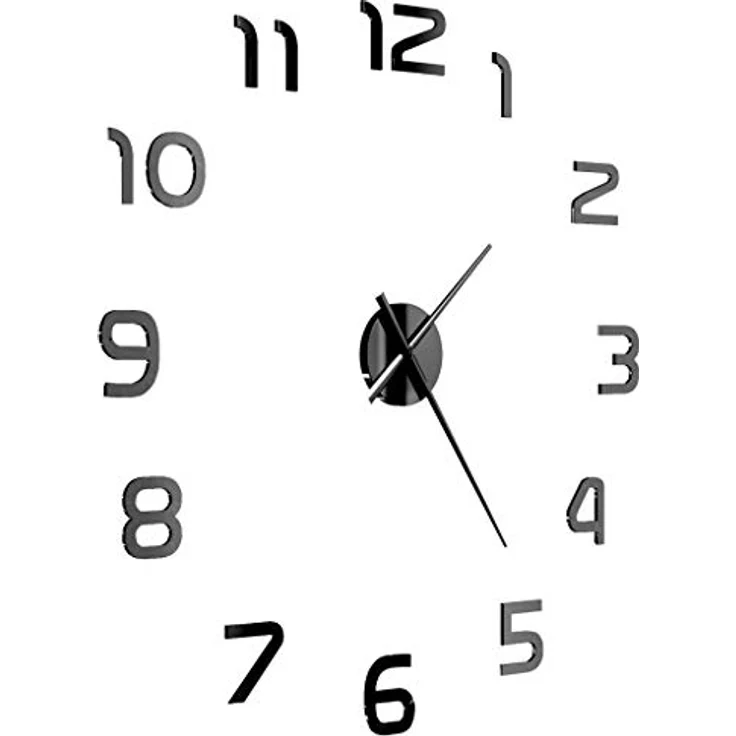 vidaXL 3D Wanduhr Modernes Design 100cm XXL Schwarz Deko Wand Uhr Wandtattoo – Bild 4