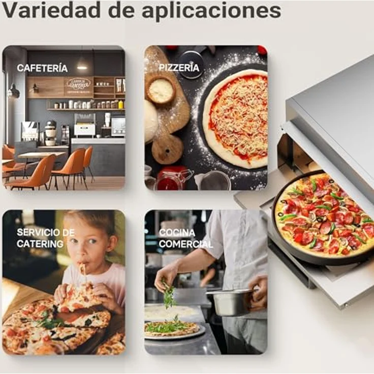 Wiltec Pizza-Backofen 2000W mit Cordierit Stein für authentische Steinofenpizza, Edelstahlfront, rutschfeste Füße – Bild 3