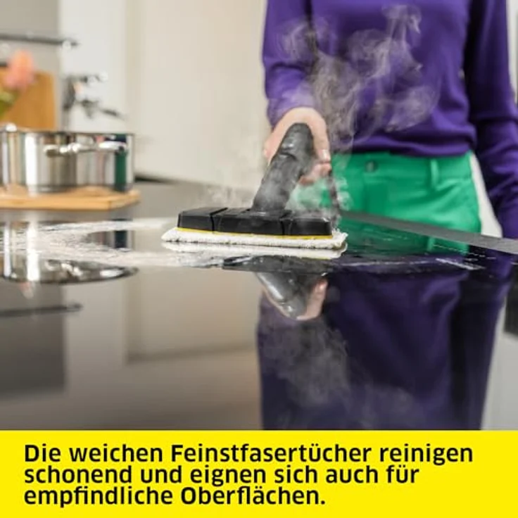 Kärcher Tuchset für flexible Handdüse (2.863-343.0), Hochwertiges Feinstfasertuch, Komfortables Klettsystem, Lasche am Tuch, blau – Bild 4