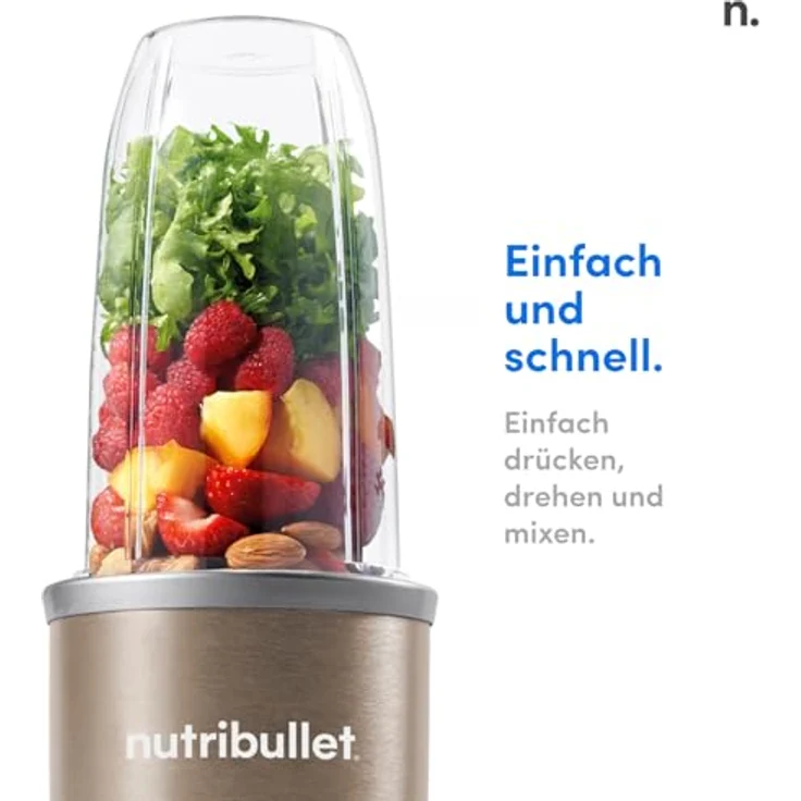 NUTRiBULLET 900 W ? ABZIEHER Nährstoffen patentierte Technologie ? Entsafter für Zubereitungen Kulinarische Healthy ? Vorreiniger Kulinarische mit Cup To Go für zu nutriblast mit sich, Kunststoff, Champagne 900W, 29 x 17 x 34 cm – Bild 3
