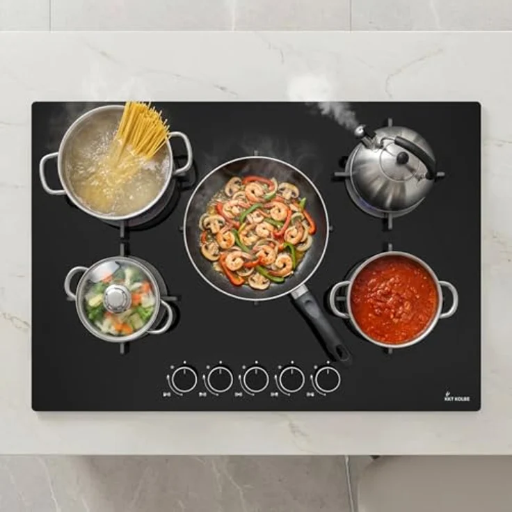 KKT KOLBE G805G Gaskochfeld 59 cm, autark, 7,9 kW, 4-flammig, stufenlos regelbar, Wok-Zone, glas, für Erdgas und Propangas – Bild 2