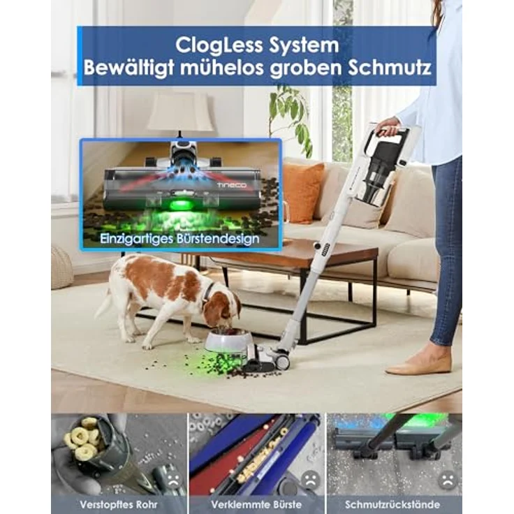 Tineco Pure ONE A50S Kabelloser Akku Stabstaubsauger, Flex Akkusauger 70 Min. Laufzeit, 3DSense Power Bürste, 185W Saugleistung, Schwarz – Bild 4