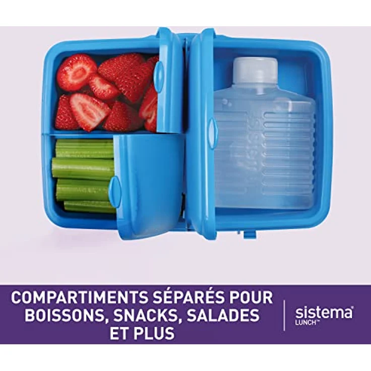 Sistema Lunch Triple Split Lunchbox mit Joghurttopf - 2 L, farblich sortiert – Bild 5