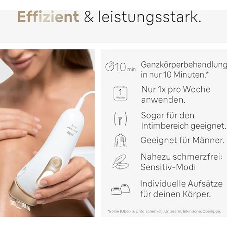 Braun IPL Silk·expert Pro 5, Haarentfernung für zuhause, Alternative zur Laser-Haarentfernung, Weiß und Gold – Bild 5