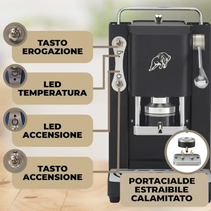 Faber Pro Essential Chrom, ESE Pad Espressomaschine mit erhöhtem Auslauf und Wassertank aus Glas, Schwarz Chrom – Bild 3