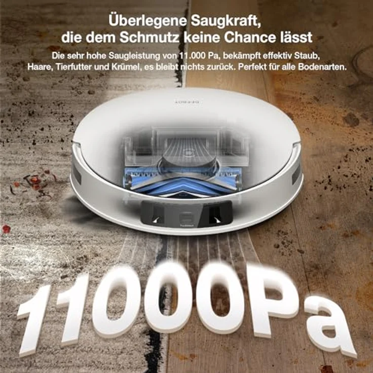 ECOVACS DEEBOT T30S Saugroboter mit Wischfunktion, 11000Pa Saugkraft, ZeroTangle Technologie, Adaptive TruEdge Kantenreinigung, Selbstentleerung, Auto-Anheben des Mopps – Bild 2