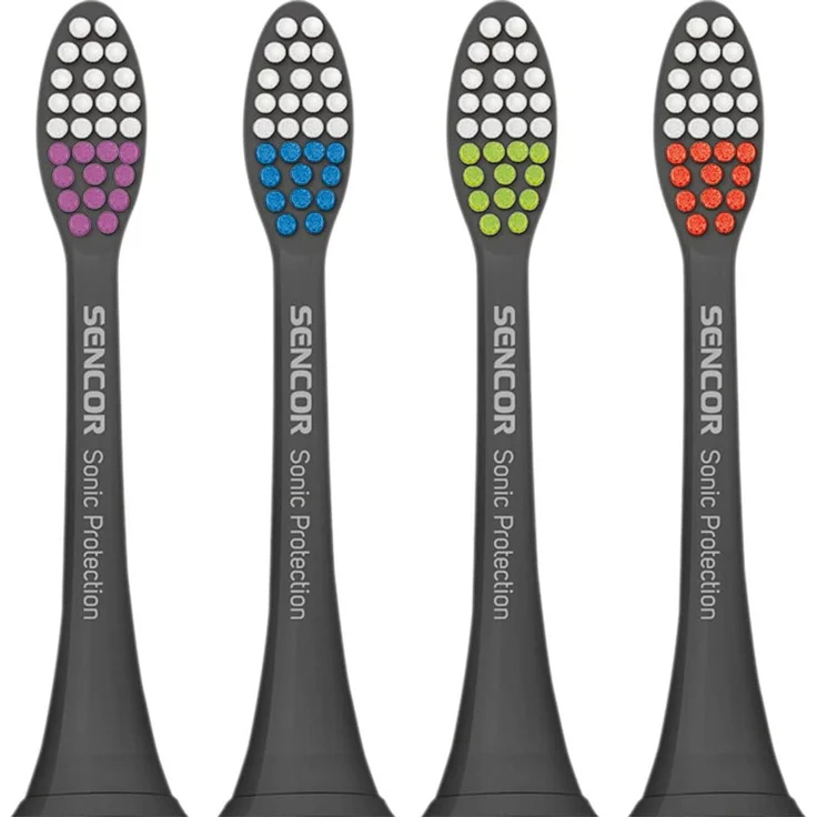SENCOR SOX 002 Zahnbürstenkopf Sonic Protection SOX, 4 Stück, Schwarz