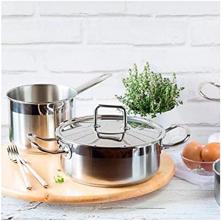 BRA Profesional | Professioneller Edelstahltopf mit Deckel 22 cm, Grau - Edelstahl 18/10, geeignet für alle Herdarten – Bild 2