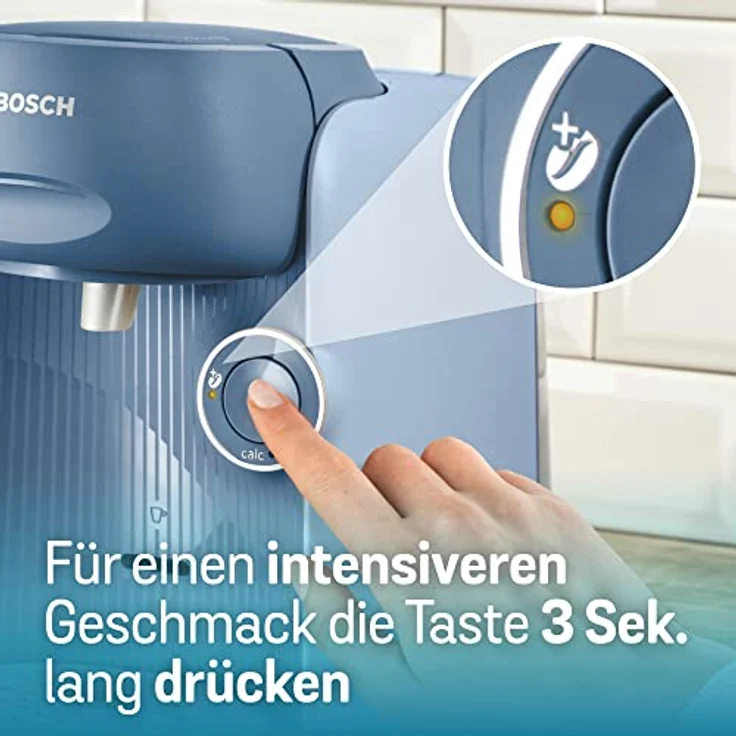 Tassimo Finesse Kapselmaschine TAS16B5 Kaffeemaschine by Bosch, 70 Getränke, intensiverer Kaffee auf Kopfdruck, Abschaltautomatik, perfekt dosiert, platzsparend, 1400 W, 0.7 liters , blau – Bild 3