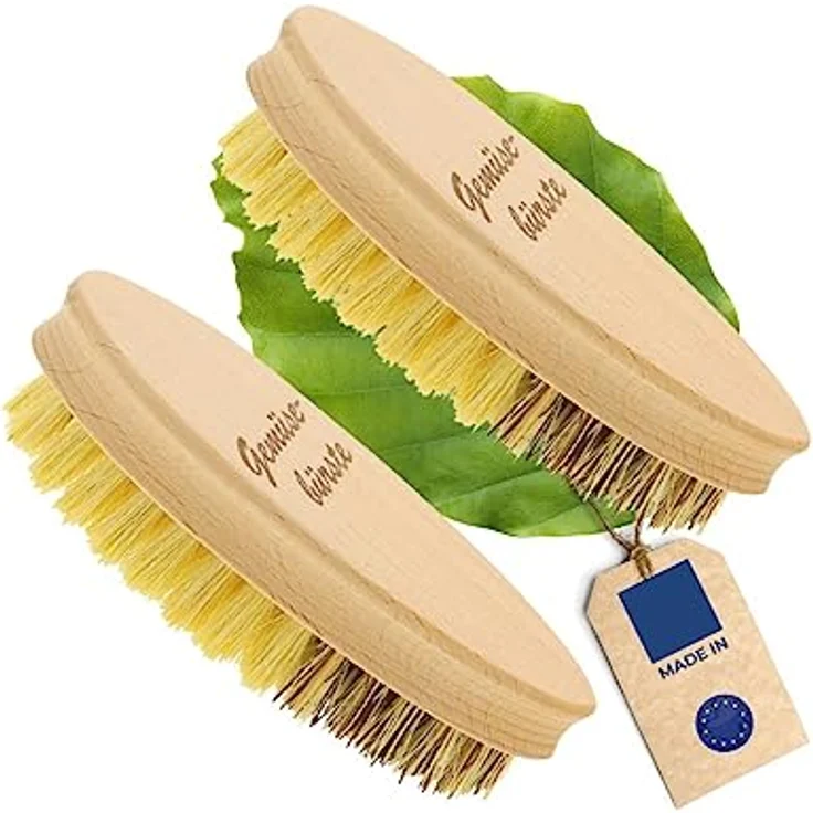 2X HOFMEISTER® Gemüsebürste, 13,5 cm, hochwertige Naturborsten in 2 Härtegraden: echt Union und Fibre, für Kartoffeln, Karotten & Gemüse, Wurzelbürste aus Buchen-Holz, Made in EU – Bild 1