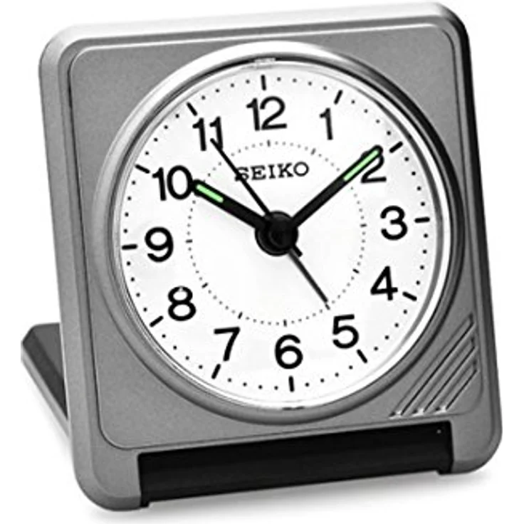 Seiko Reisewecker QHT015S, silber, mit ansteigendem Piep-Alarm und Schlummerfunktion, Zifferblattbeleuchtung – Bild 2