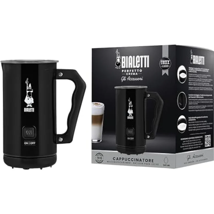 Bialetti MKF02 Nero Milchaufschäumer, elektrisch, 150 ml Cappuccino oder 300 ml heiße Milch, schwarz – Bild 2