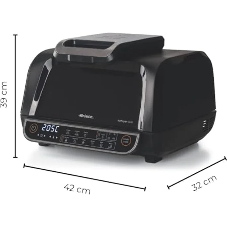 Ariete 4635 Air Fryer Grill, Luftfritteuse und Grill, 1700 W, 8 l, Schwarz, 8 Kochfunktionen – Bild 4