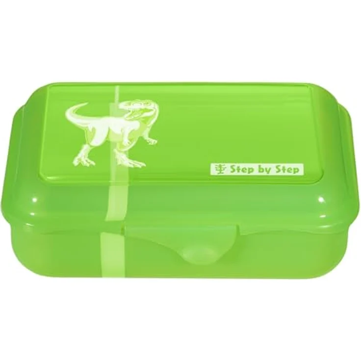 Step by Step Lunchbox „Dino Targo“ grün, mit Trennwand, Klickverschluss, spülmaschinenfest, BPA-frei, 0,9 Liter, für Schule und Kindergarten – Bild 1