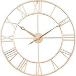 Samilito Große Wanduhr im Vintage-Stil, rund, geräuschlos, Gold, 76 cm, Gratis Extraset Uhrzeiger in Schwarz