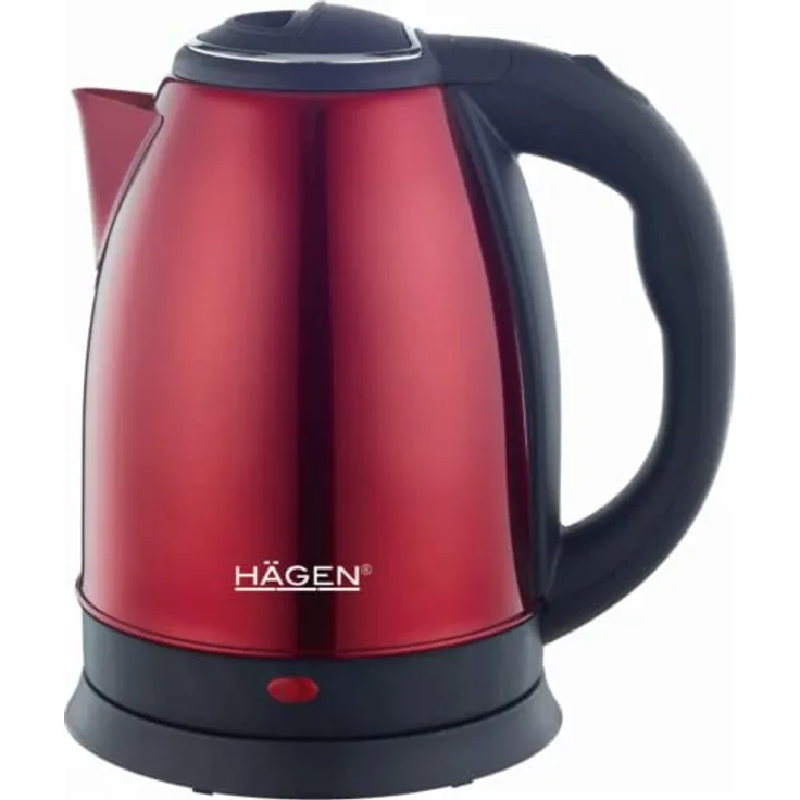 Hagen - Edelstahl -Elektrischer- Kabelloser Wasserkocher -1.8L HAGEN HA5525-RED-Rot