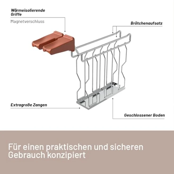 Imetec Grantoast 2-Scheiben-XL-Toaster, Edelstahl mit LED-Anzeige, Digitalem Timer, 7 Bräunungsstufen und Schiebeklemmen für gefüllten Toast – Bild 3