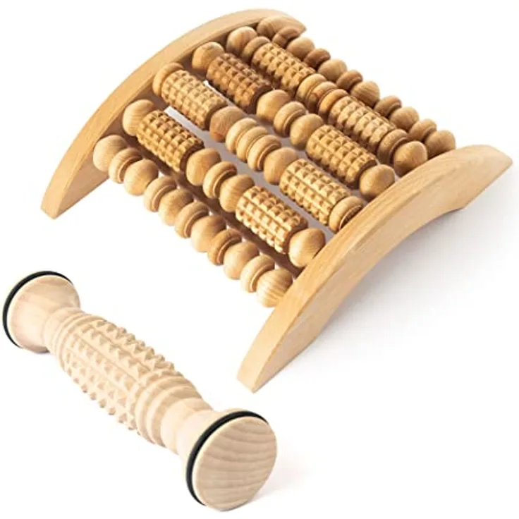tuuli Accessories Massage Massagerolle Massageroller Massagegerät Fuß Fußmassagegerät Fußroller Fußmassage Set aus Holz