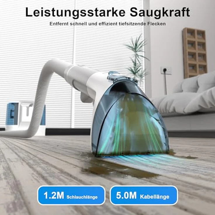 Rivenara Waschsauger Polsterreiniger, 450W Nasssauger für Teppiche und Sofas, 1800ml Wassertank, 1,2m Schlauch, leichtes Design: Tests, Infos & Preisvergleich