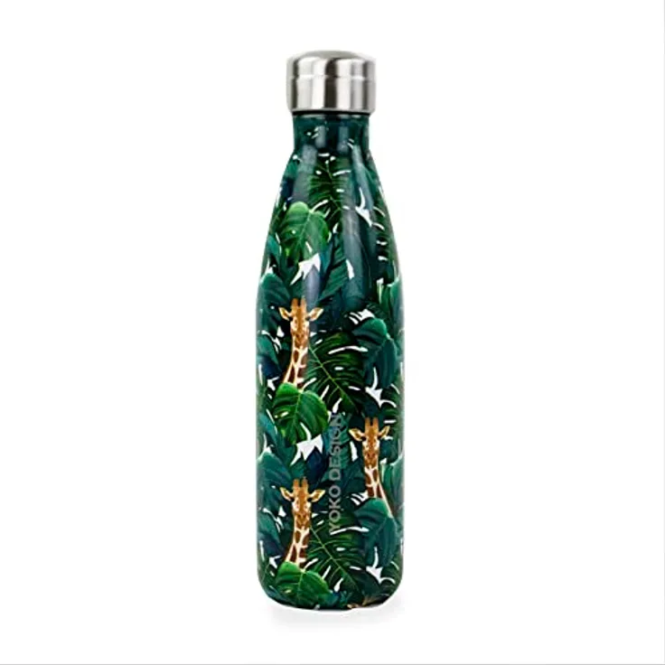 YOKO DESIGN Motivflasche Thermosflasche, Edelstahl, Giraffe, 6 cm