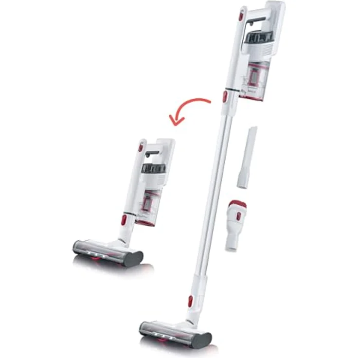 Severin HV 7152 S'Power Handstaubsauger, 40 min Akkubetrieb, Zyklon-Technologie, weiß-rot – Bild 2