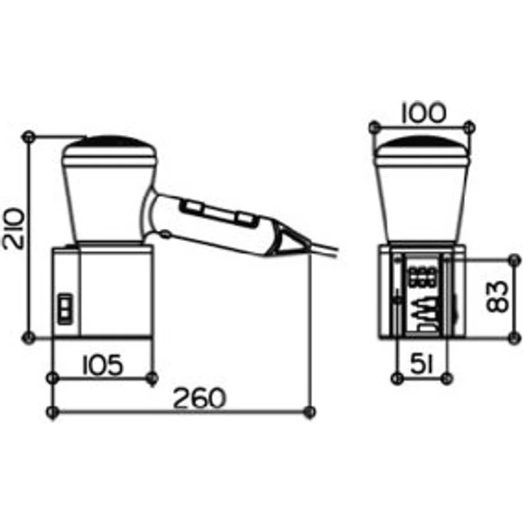 Keuco 14995010037 Plan Haartrockner verchromt schwarzgrau mit Halter – Bild 2