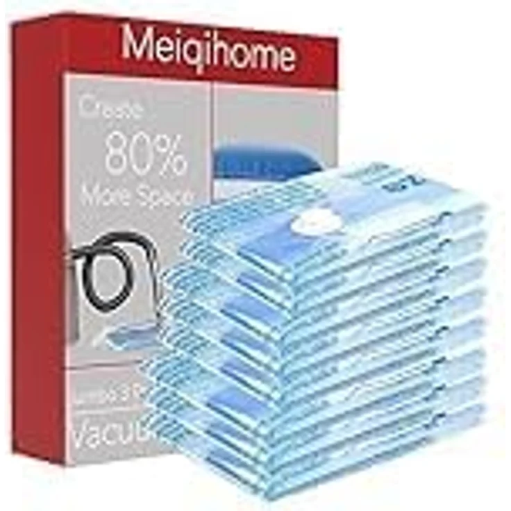 MEIQIHOME 8er Set Vakuumbeutel Groß, wiederverwendbare Aufbewahrungsbeutel für Kleidung, 80 x 60 cm, platzsparend und reißfest – Bild 2
