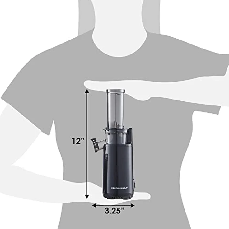 Elite Gourmet EJX600 Compact Masticating Slow Juicer, Cold Press Juice Extractor, Nutrient and Vitamin Dense, Easy to Clean, 16 oz Juice Cup, Charcoal Grey – Bild 3