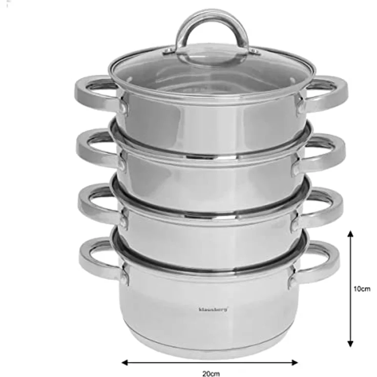 Klausberg Mantowarka Dampfkocher 20cm Set Induktion Kochtopf Dampfgarer Glasdeck 5 Elemente KB-7140 – Bild 3