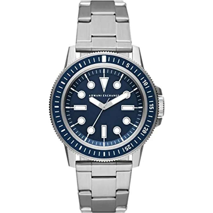 Armani Exchange Herrenuhr Edelstahl, Quarz, 42 mm Gehäusedurchmesser, teilmattiert, klappschließe, 145 g