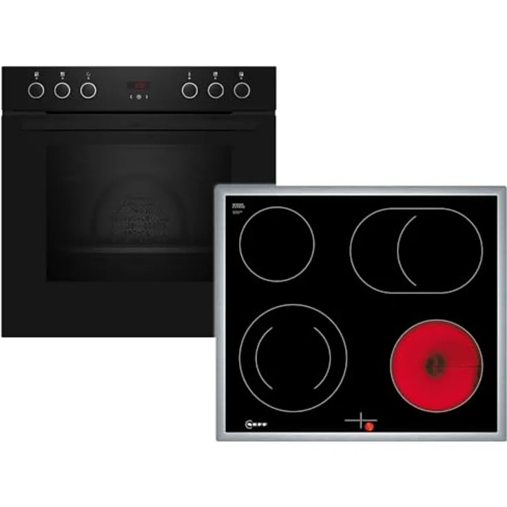 NEFF EX4B0, Herd-Set mit E1DCA0AK3 Einbau-Herd, 60 x 60 cm, 5 Beheizungsarten, A Energieeffizienz & M16SRF0L0 Elektrokochfeld mit Bräterzone, Edelstahlrahmen